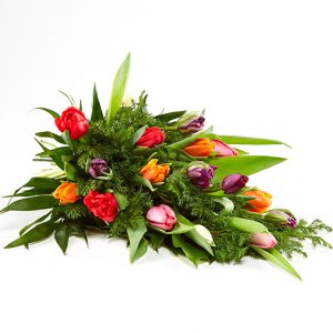 Bårebuket, blandede tulipaner