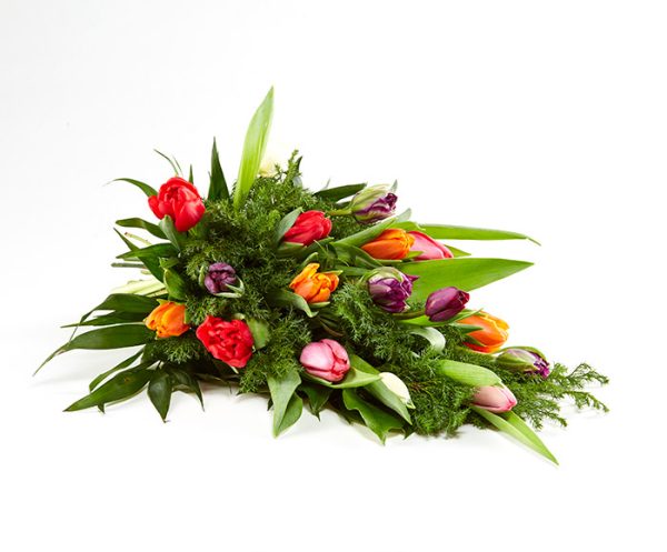 Bårebuket, blandede tulipaner