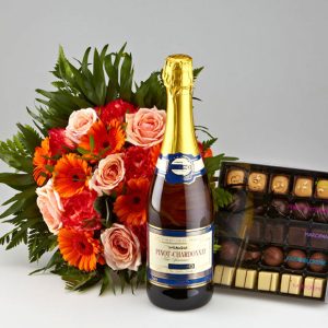 Varm buket, mousserende vin og chokolade