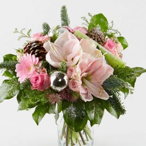 Julebuket i rosa og sølv