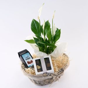 Hyggekurv der blomstrer med chokolade