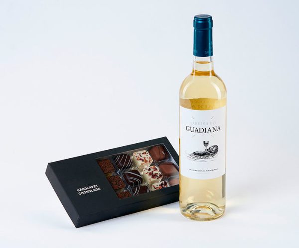 Chokolade og hvidvin gave