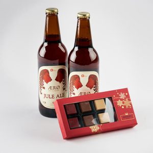 Julegave med specialøl og chokolade