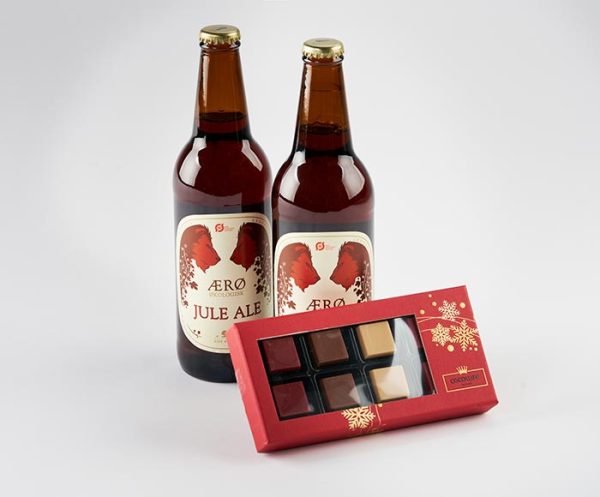 Julegave med specialøl og chokolade