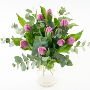 Buket med tulipaner i lyslilla