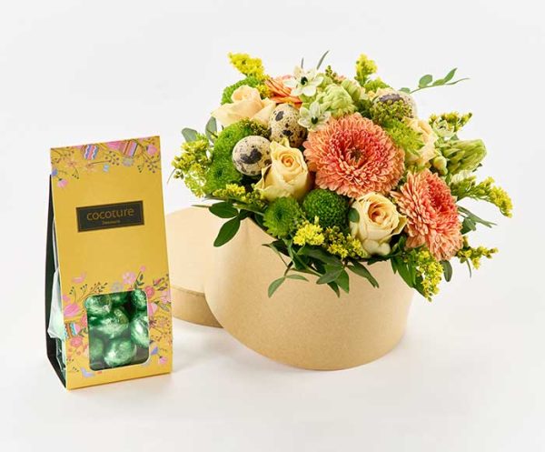 Skøn påske blomsteræske med chokolade