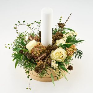Kærlig jule blomsteræske med lys