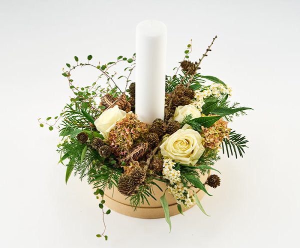 Kærlig jule blomsteræske med lys