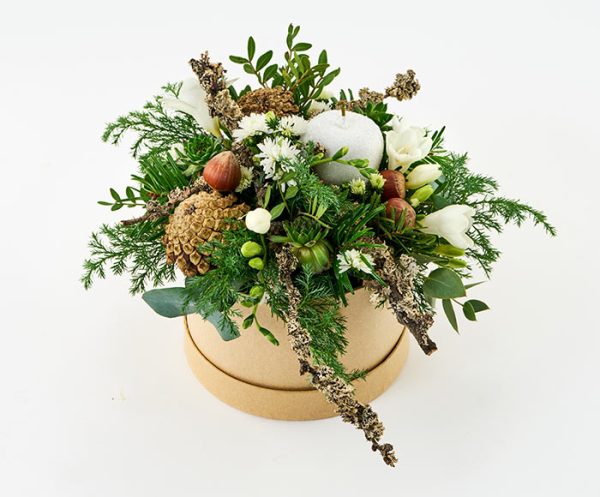 Glædelig hvid jul blomsteræske