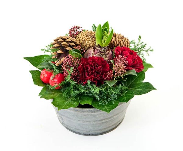 Gravpynt med hyacint og snitblomster