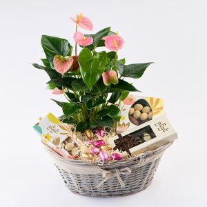 Påske hyggekurv der blomstrer