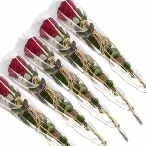 5 elegante røde roser, gavepakket