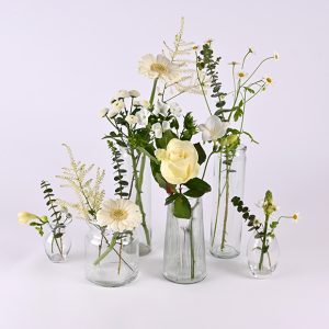 Festlig vasepynt med hvide blomster, 6 stk.