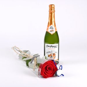 Alkoholfrie bobler med rose og blå studenterhue