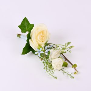 Sommerlig knaphulsblomst i blå og hvid