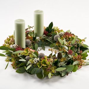 Eucalyptus krans med lys