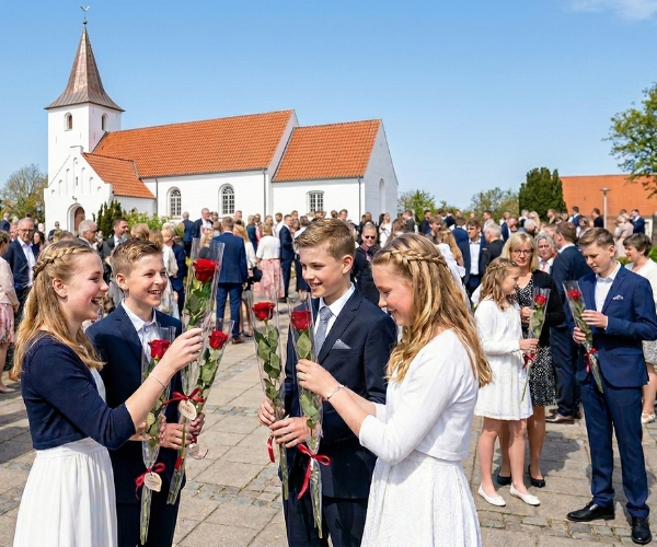 Fem røde roser til konfirmanderne - Send blomster med Bloomit