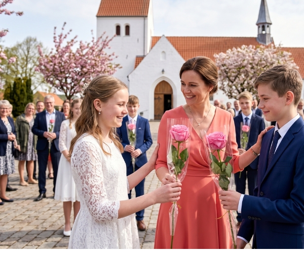 To lyserøde roser til konfirmanderne - Send blomster med Bloomit