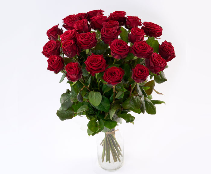 Se Buket med 25 røde roser hos Bloomit